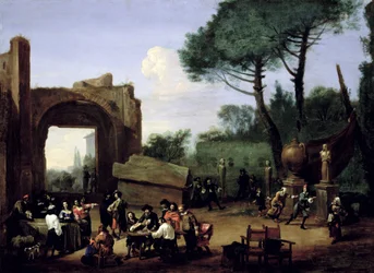 Fiesta en el jardín con artistas romanos